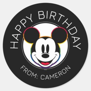 Classic_Mickey_Rainbow_Head___Happy_Birthday_Classic_Round_Sticker_1 Classic Mickey Rainbow Head Happy Birthday Classic Round Sticker