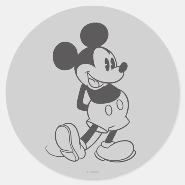 Classic_Mickey___Black_and_White_Classic_Round_Sticker_1 Classic Mickey Black And White Classic Round Sticker