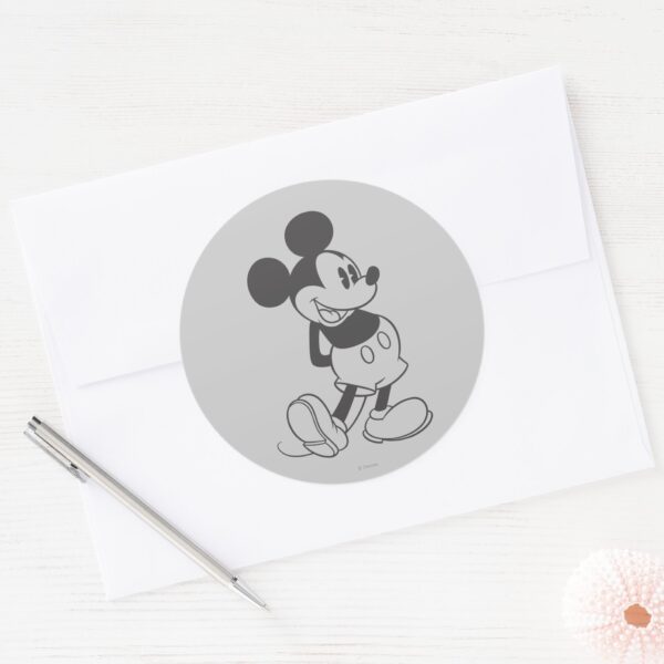 Classic_Mickey___Black_and_White_Classic_Round_Sticker_3 Classic Mickey Black And White Classic Round Sticker