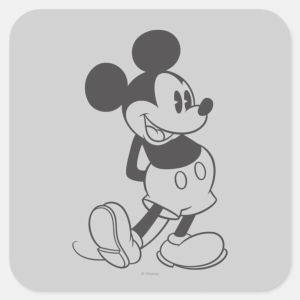 Classic_Mickey___Black_and_White_Square_Sticker_1 Classic Mickey Black And White Square Sticker