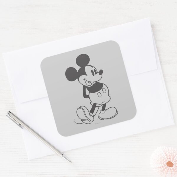 Classic_Mickey___Black_and_White_Square_Sticker_3 Classic Mickey Black And White Square Sticker