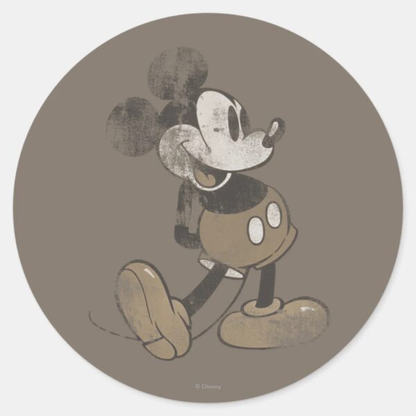 Classic_Mickey___Distressed_Classic_Round_Sticker_1 Classic Mickey Distressed Classic Round Sticker