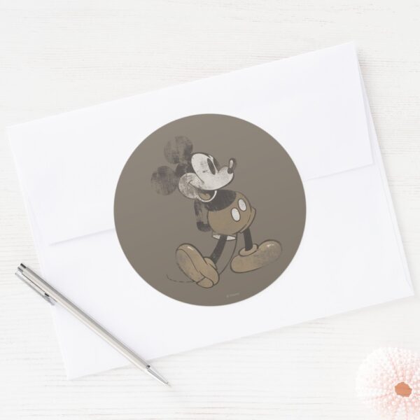 Classic_Mickey___Distressed_Classic_Round_Sticker_3 Classic Mickey Distressed Classic Round Sticker