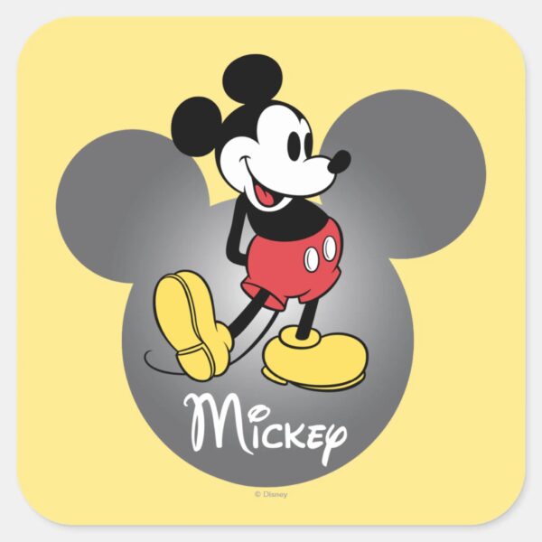 Classic_Mickey___Head_Icon_Square_Sticker_1 Classic Mickey Head Icon Square Sticker