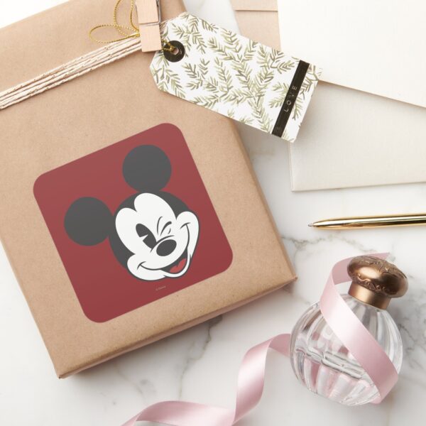 Classic_Mickey___Head_Tilt_Wink_Square_Sticker_5 Classic Mickey Head Tilt Wink Square Sticker