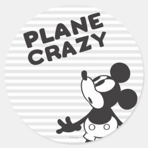 Classic Mickey Plane Crazy Classic Round Sticker