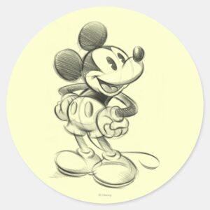 Classic Mickey Sketch Classic Round Sticker
