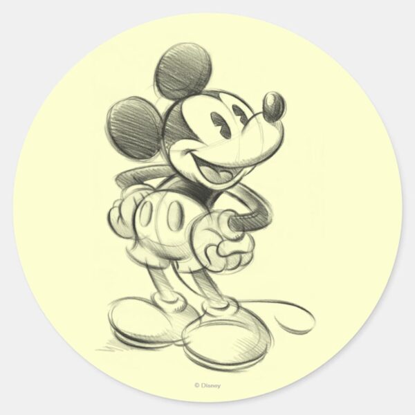 Classic_Mickey___Sketch_Classic_Round_Sticker_1 Classic Mickey Sketch Classic Round Sticker