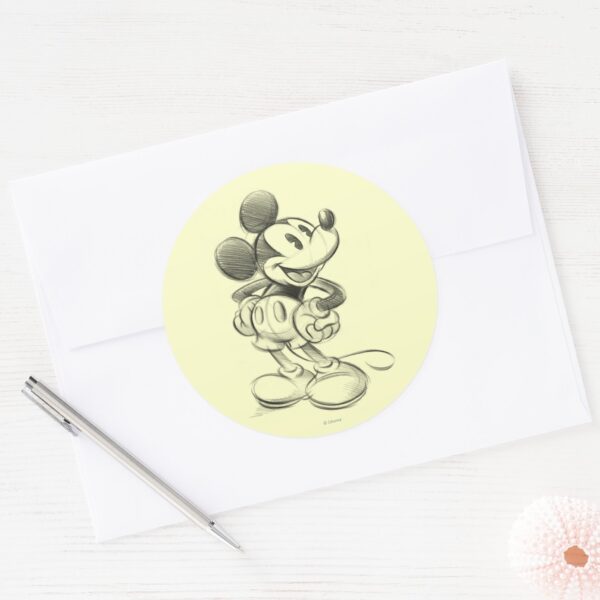 Classic_Mickey___Sketch_Classic_Round_Sticker_3 Classic Mickey Sketch Classic Round Sticker