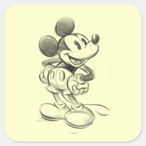 Classic Mickey Sketch Square Sticker