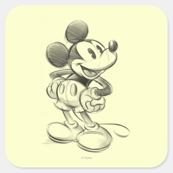 Classic_Mickey___Sketch_Square_Sticker_1 Classic Mickey Sketch Square Sticker