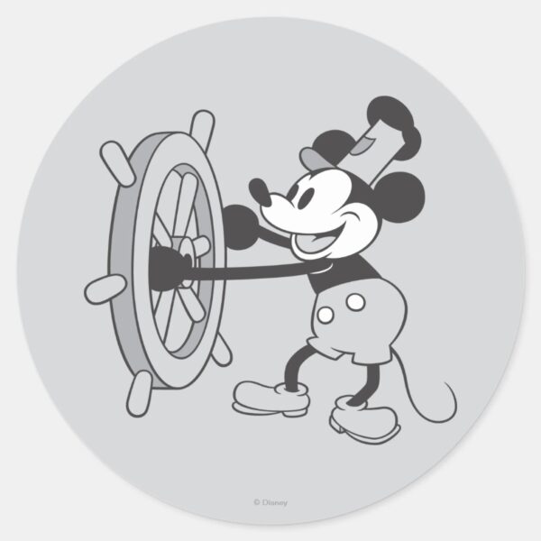 Classic_Mickey___Steamboat_Willie_Classic_Round_Sticker_1 Classic Mickey Steamboat Willie Classic Round Sticker