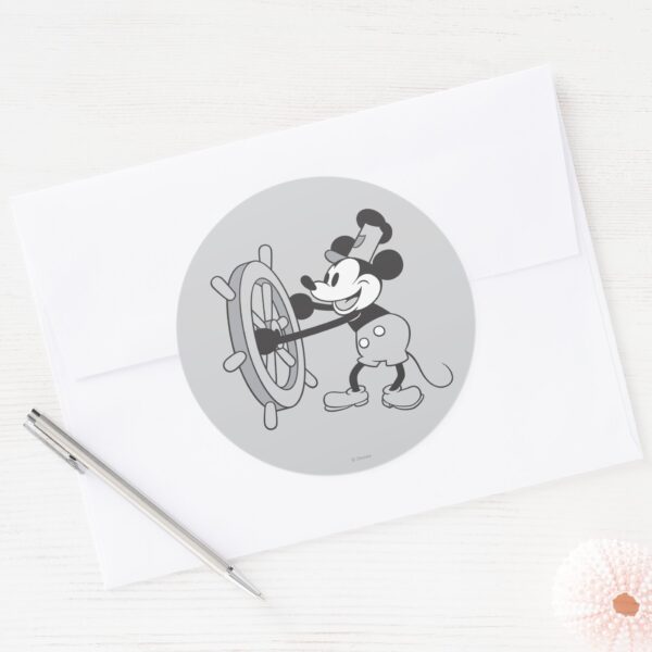 Classic_Mickey___Steamboat_Willie_Classic_Round_Sticker_3 Classic Mickey Steamboat Willie Classic Round Sticker