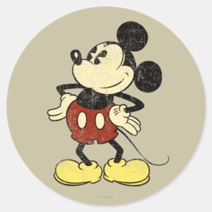 Classic Mickey Vintage Hands On Hips Classic Round Sticker