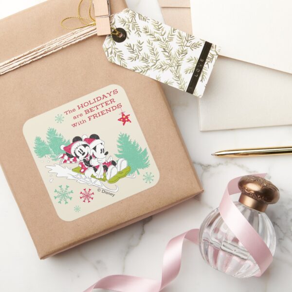 Classic_Mickey_and_Minnie___Snow_Sledding_Square_Sticker_5 Classic Mickey And Minnie Snow Sledding Square Sticker