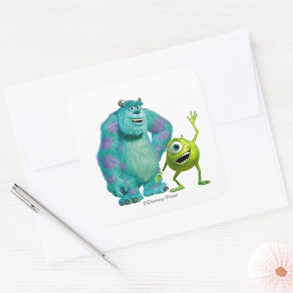 Classic_Mike_&_Sully_Waving_Disney_Square_Sticker_3 Classic Mike Sully Waving Disney Square Sticker