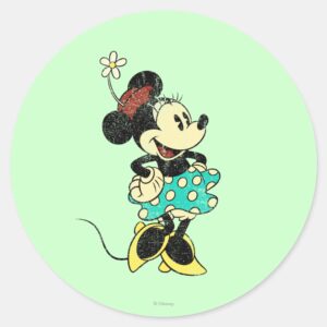 Classic Minnie Mouse Vintage Distressed Classic Round Sticker