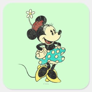 Classic_Minnie_Mouse_Vintage_Distressed_Square_Sticker_1 Classic Minnie Mouse Vintage Distressed Square Sticker