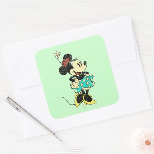 Classic_Minnie_Mouse_Vintage_Distressed_Square_Sticker_3 Classic Minnie Mouse Vintage Distressed Square Sticker