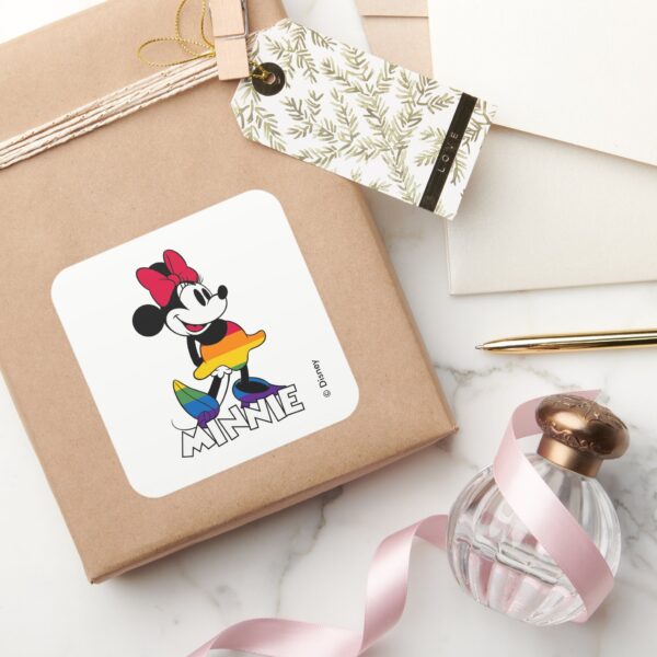 Classic Minnie Rainbow Stripes Square Sticker