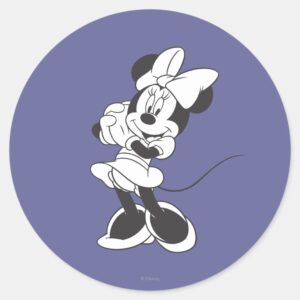 Classic_Minnie___Black_and_White_Classic_Round_Sticker_1 Classic Minnie Black And White Classic Round Sticker