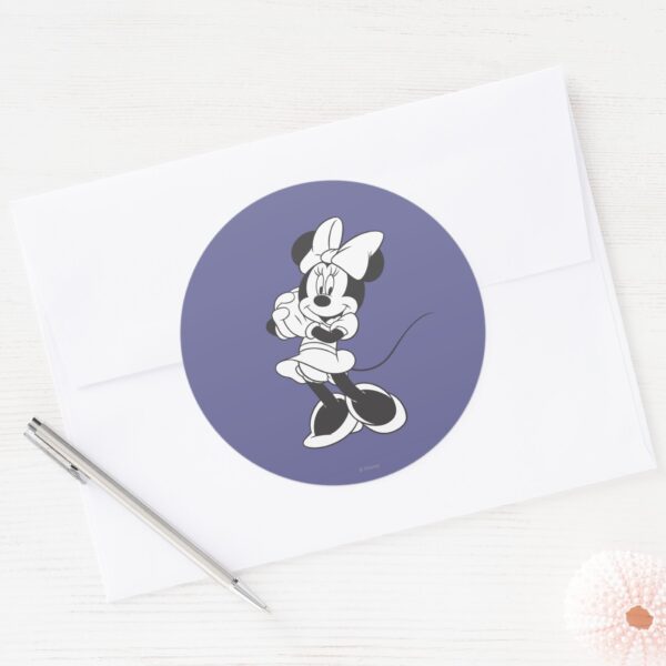 Classic_Minnie___Black_and_White_Classic_Round_Sticker_3 Classic Minnie Black And White Classic Round Sticker