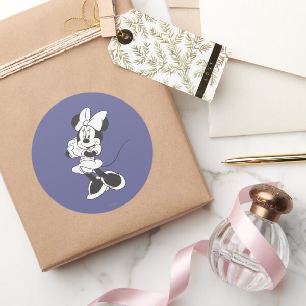 Classic_Minnie___Black_and_White_Classic_Round_Sticker_5 Classic Minnie Black And White Classic Round Sticker