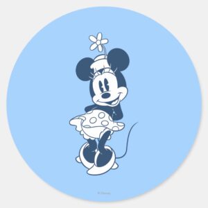 Classic Minnie Blue Hue With Flower Classic Round Sticker