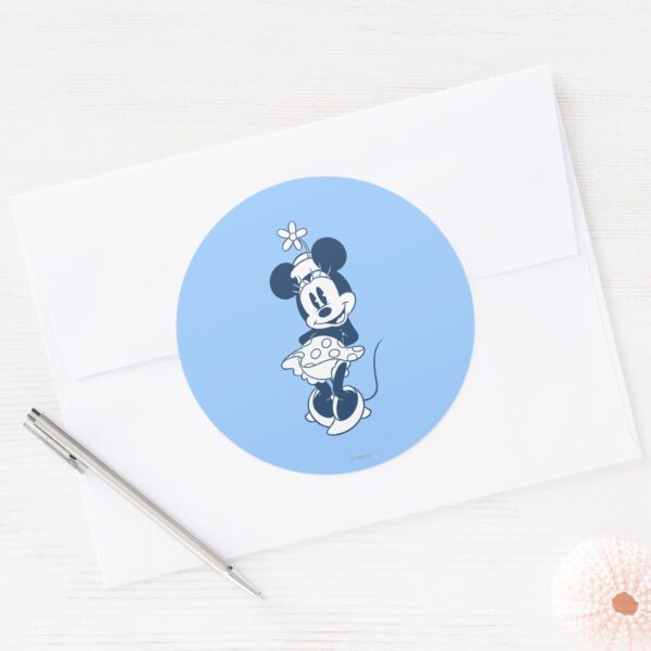 Classic_Minnie___Blue_Hue_with_Flower_Classic_Round_Sticker_3 Classic Minnie Blue Hue With Flower Classic Round Sticker
