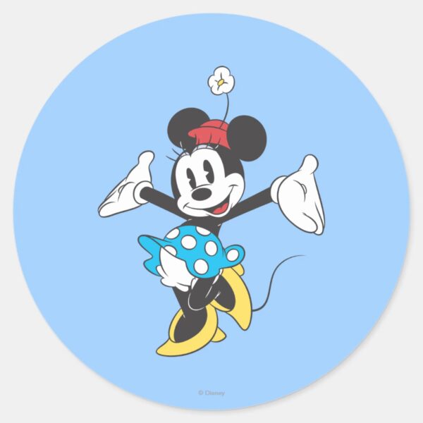 Classic_Minnie___Excited_Classic_Round_Sticker_1 Classic Minnie Excited Classic Round Sticker