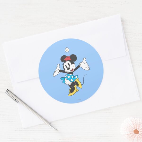 Classic_Minnie___Excited_Classic_Round_Sticker_3 Classic Minnie Excited Classic Round Sticker