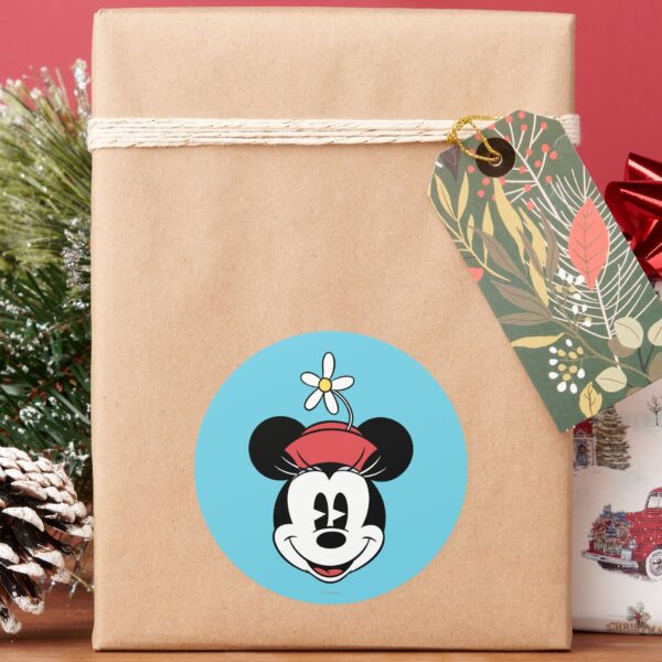 Classic_Minnie___Flower_Face_Classic_Round_Sticker_5 Classic Minnie Flower Face Classic Round Sticker