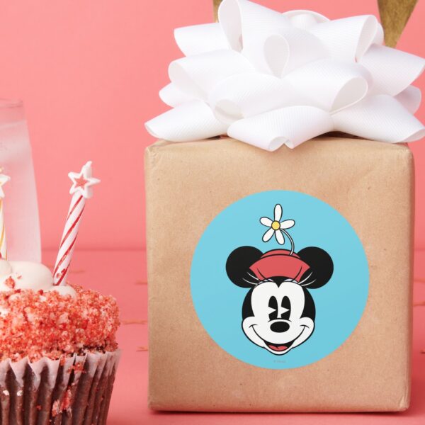 Classic_Minnie___Flower_Face_Classic_Round_Sticker_6 Classic Minnie Flower Face Classic Round Sticker
