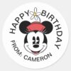 Classic_Minnie___Flower_Face___Happy_Birthday_Classic_Round_Sticker_1 Classic Minnie Flower Face Happy Birthday Classic Round Sticker