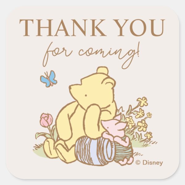 Classic_Pooh_&_Piglet_Baby_Shower_Square_Sticker_2 Classic Pooh Piglet Baby Shower Square Sticker