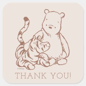 Classic Pooh Tigger First Birthday Thank You Square Sticker