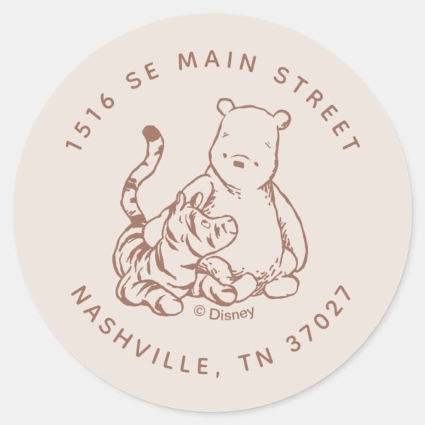 Classic_Pooh_&_Tigger___Baby_Shower_Classic_Round_Sticker_2 Classic Pooh Tigger Baby Shower Classic Round Sticker