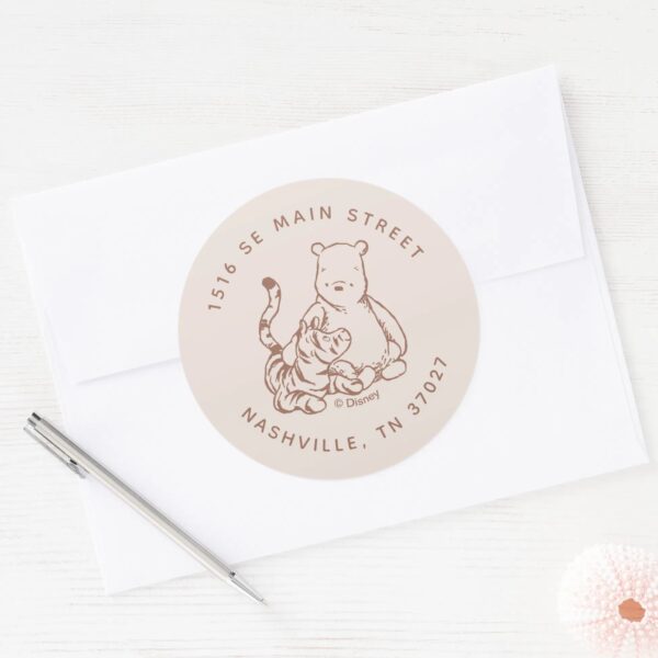 Classic_Pooh_&_Tigger___Baby_Shower_Classic_Round_Sticker_4 Classic Pooh Tigger Baby Shower Classic Round Sticker