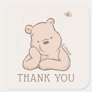Classic_Pooh___Birthday_Thank_You_Square_Sticker_1 Classic Pooh Birthday Thank You Square Sticker
