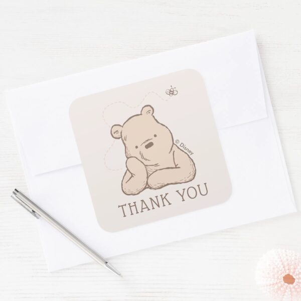 Classic_Pooh___Birthday_Thank_You_Square_Sticker_3 Classic Pooh Birthday Thank You Square Sticker