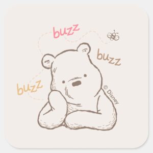 Classic Pooh Buzz Buzz Buzz Square Sticker