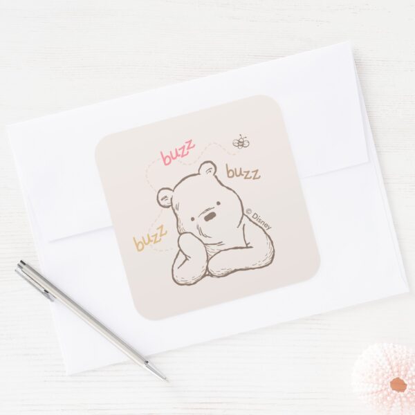 Classic_Pooh___Buzz_Buzz_Buzz_Square_Sticker_3 Classic Pooh Buzz Buzz Buzz Square Sticker