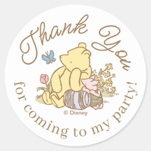 Classic_Pooh_and_Piglet_First_Birthday_Classic_Round_Sticker_1 Classic Pooh And Piglet First Birthday Classic Round Sticker