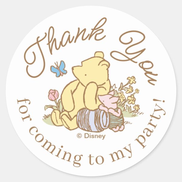Classic_Pooh_and_Piglet_First_Birthday_Classic_Round_Sticker_1 Classic Pooh And Piglet First Birthday Classic Round Sticker