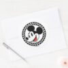 Classic_Retro_Mickey_Mouse_Checkered_Classic_Round_Sticker_3 Classic Retro Mickey Mouse Checkered Classic Round Sticker