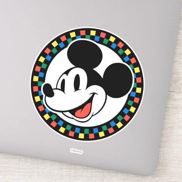 Classic_Retro_Mickey_Mouse_Colorful_Checkered_Sticker_1 Classic Retro Mickey Mouse Colorful Checkered Sticker