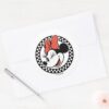 Classic_Retro_Minnie_Mouse_Checkered_Classic_Round_Sticker_3 Classic Retro Minnie Mouse Checkered Classic Round Sticker
