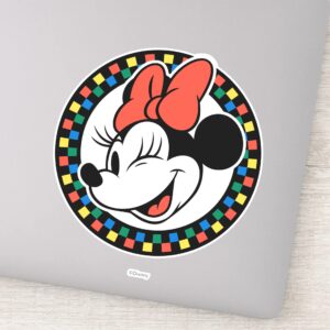 Classic_Retro_Minnie_Mouse_Colored_Checkered_Sticker_1 Classic Retro Minnie Mouse Colored Checkered Sticker