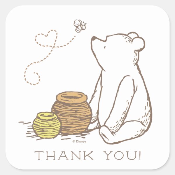 Classic_Winnie_the_Pooh_First_Birthday_Thank_You_Square_Sticker_2 Classic Winnie The Pooh First Birthday Thank You Square Sticker