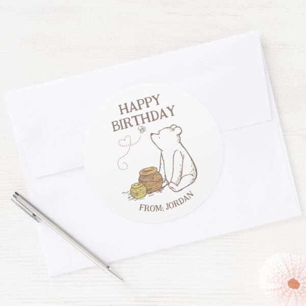 Classic_Winnie_the_Pooh___Happy_Birthday_Gift_Classic_Round_Sticker_3 Classic Winnie The Pooh Happy Birthday Gift Classic Round Sticker